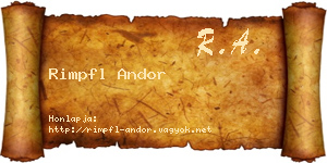 Rimpfl Andor névjegykártya